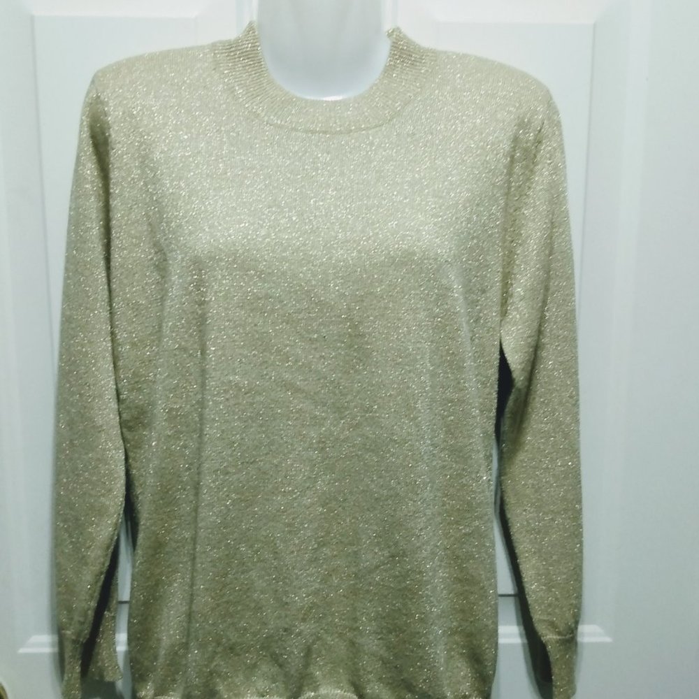 VINTAGE TERAZZO WOMEN'S GLITTERY GOLD SWEATER SIZE S